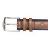 Nautica Mens Signature Leather and Canvas Belt | Classic | Casual | Nautical | Metal Buckle - Cognac, 44" view 4