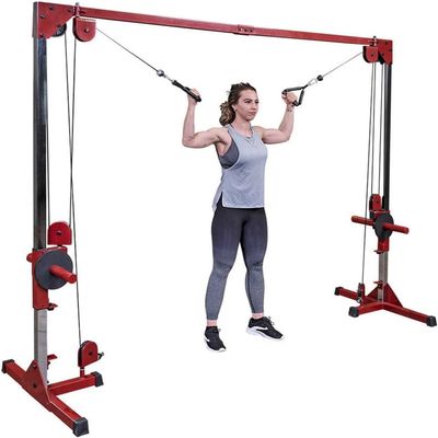 Best Fitness (BFCCO10) Cable Crossover Exercise Machine, 2" Olympic Sized Weight Carriage Dual Pulley Cable Machine for Strength Training, Red