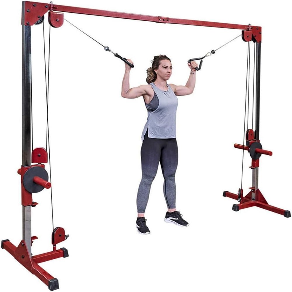 Best Fitness (BFCCO10) Cable Crossover Exercise Machine, 2" Olympic Sized Weight Carriage Dual Pulley Cable Machine for Strength Training, Red
