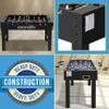SereneLife 48in Competition Sized Foosball Table, Soccer for Home, Arcade Game Room, 2 Balls, 2 Cup Holders 2x4ft for Man Cave or Basement - Standing or Tabletop, Black view 4