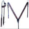 CHALLENGER Horse Western Tooled Flowers One Ear Bridle & Breast Collar Set Brown 78FK19A view 1