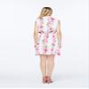 Matchable Family Hawaiian Luau Shirt Dress, Pink Hibiscus Vine White, Women, Large view 3