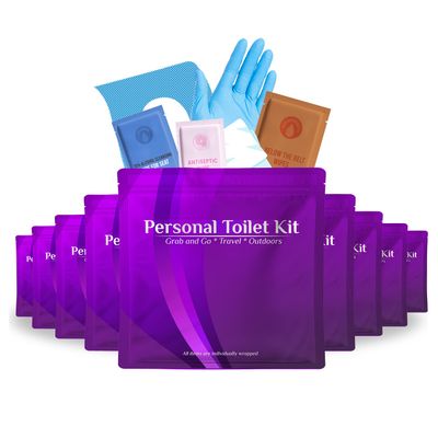 Personal Toilet Kit To Go  10 Pack (Purple)