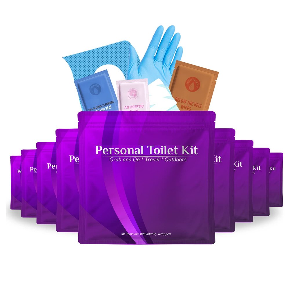 Personal Toilet Kit To Go  10 Pack (Purple)