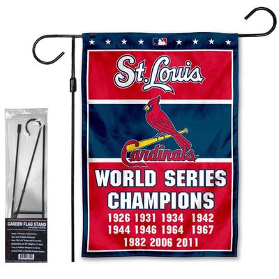 Cardinals 11 Time Champions Garden Flag with Stand Holder Flagpole