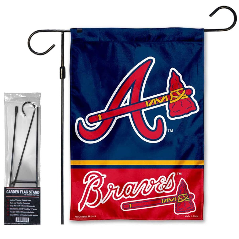 Braves Garden Flag with Stand Holder Flagpole