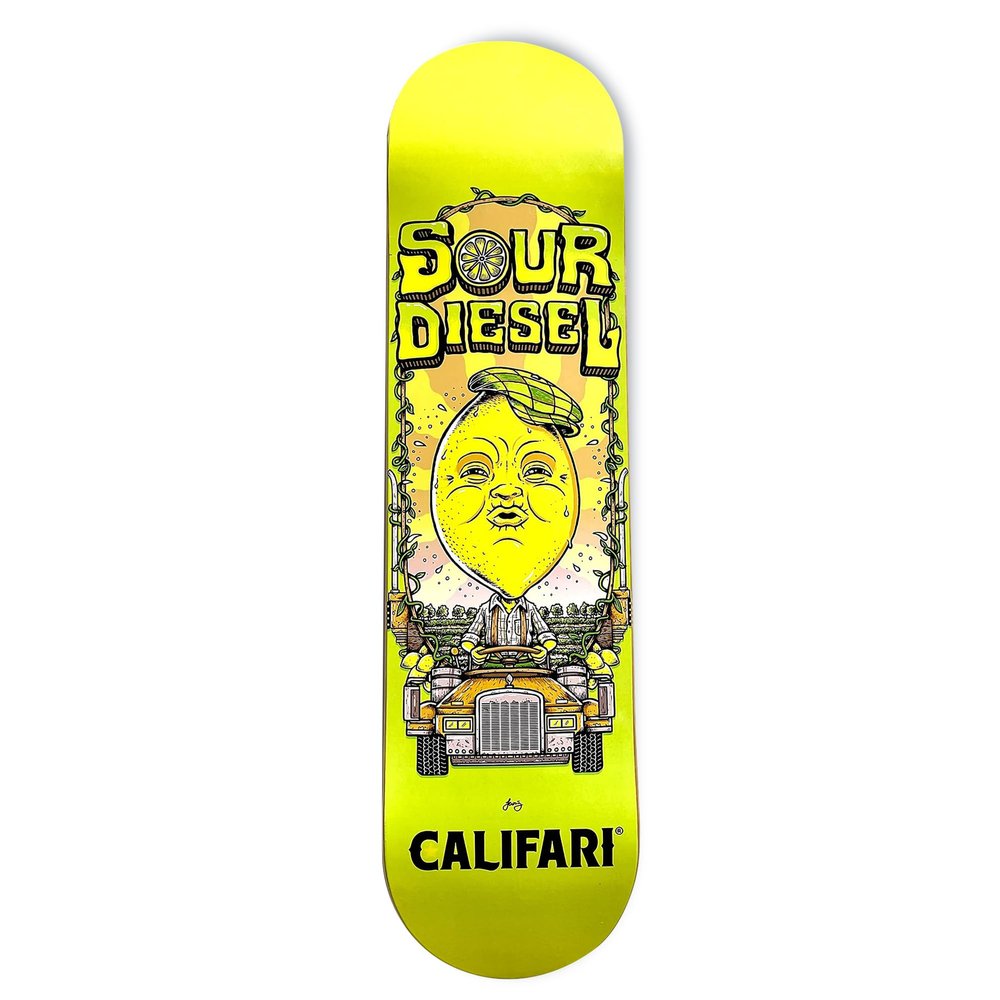 Califari Sour Diesel Skateboard Deck - 32" Maplewood Deck Art Decoration - Ready for Wall Mount or Just Add Trucks & Wheels