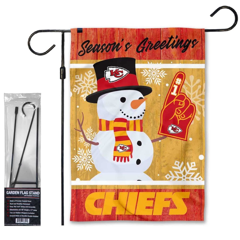 Chiefs Season Greetings Snow Garden Flag and Stand Pole Holder Mount