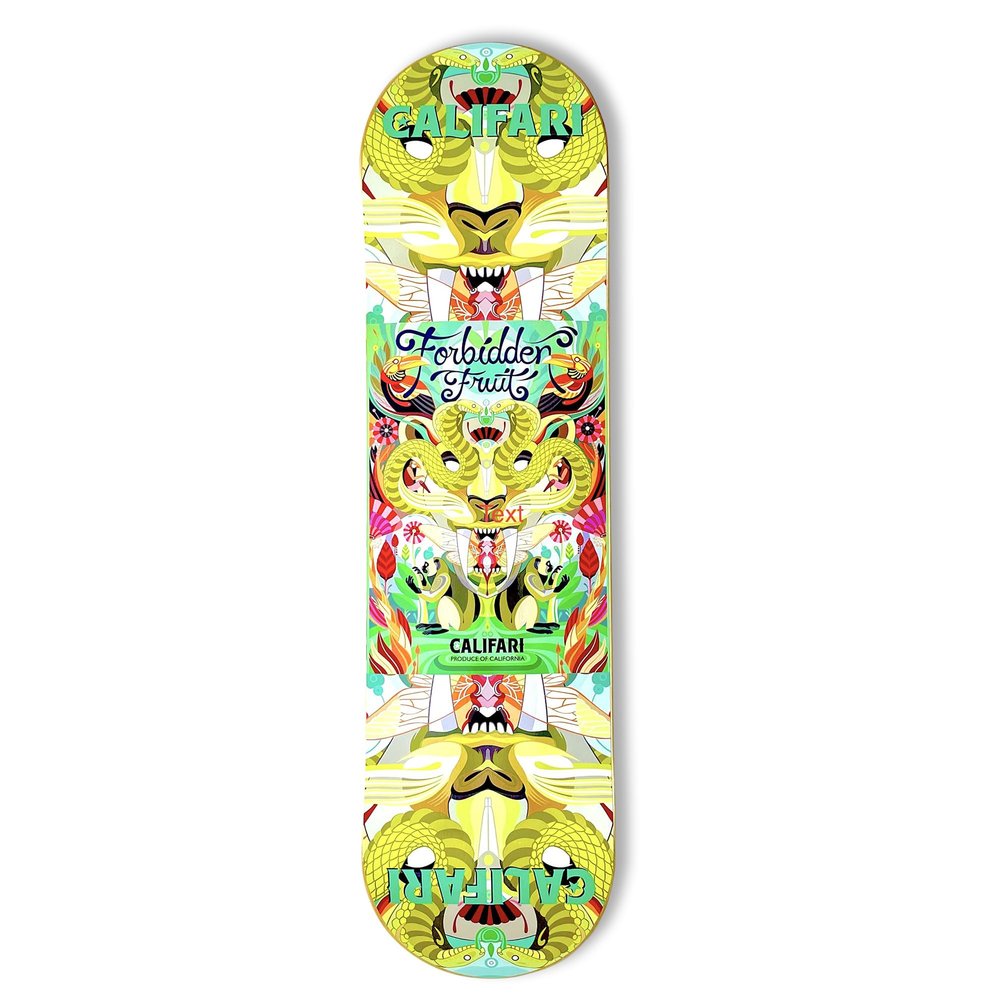 Califari's Forbidden Fruit Skateboard Deck - 32" Maplewood Deck with Califari Art Decoration - Ready for Wall Mount or Just Add Trucks & Wheels