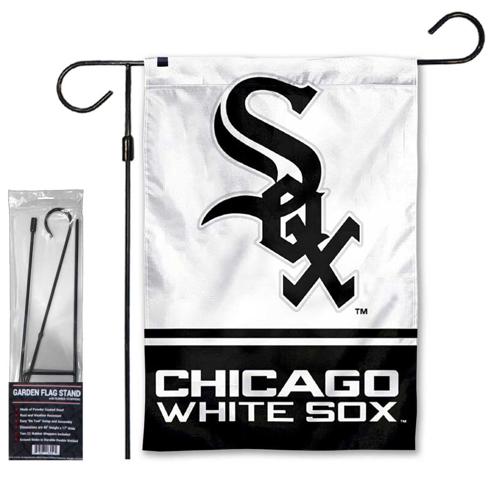 White Sox Garden Flag with Stand Holder Flagpole