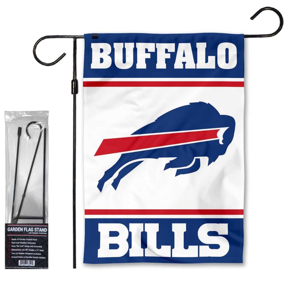 Bills White Garden Flag and Stand Pole Holder Mount