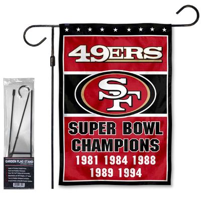 49ers 5 Time Champions Garden Flag and Stand Pole Holder Mount