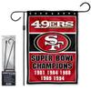 49ers 5 Time Champions Garden Flag and Stand Pole Holder Mount view 1