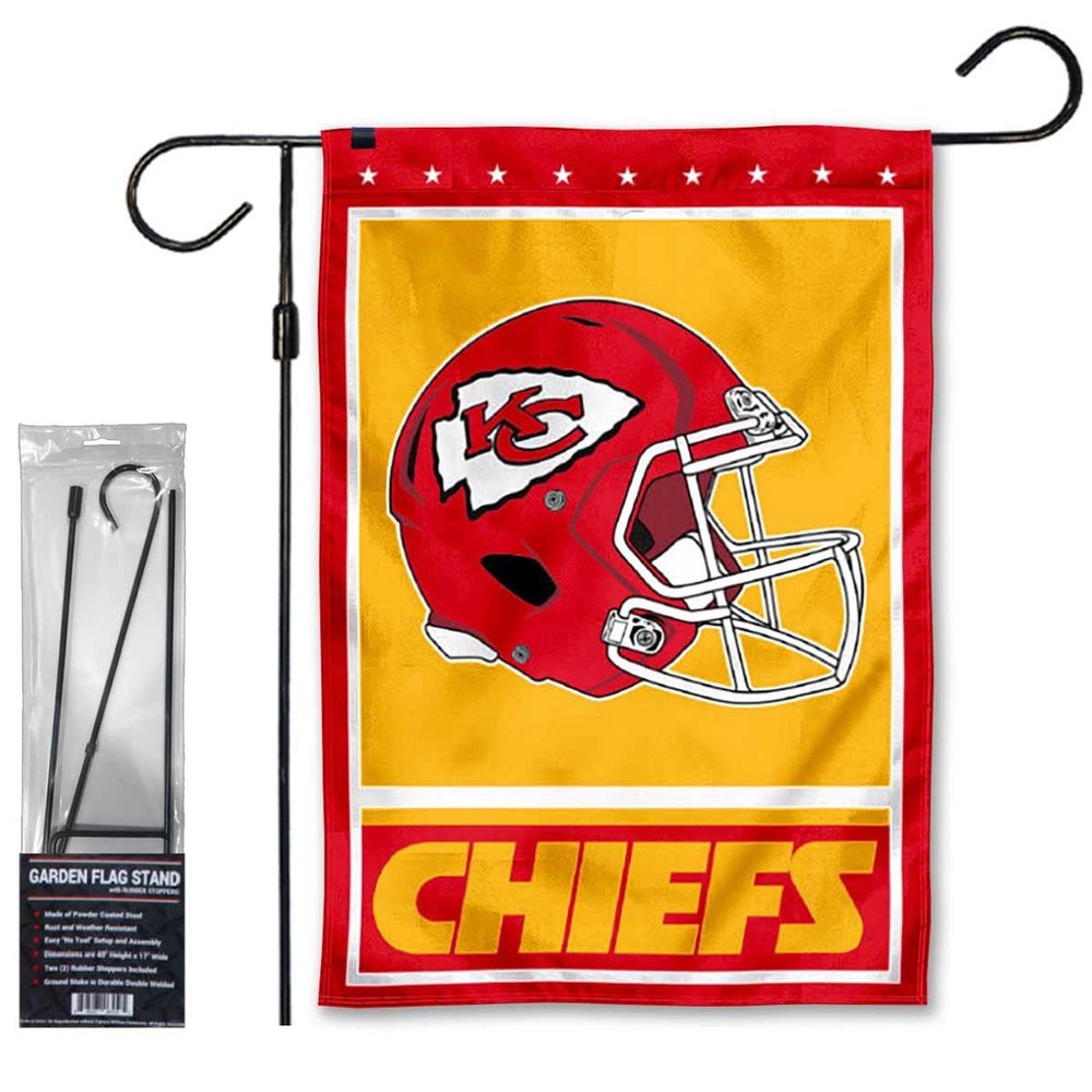 Chiefs Helmet Garden Flag and Stand Pole Holder Mount