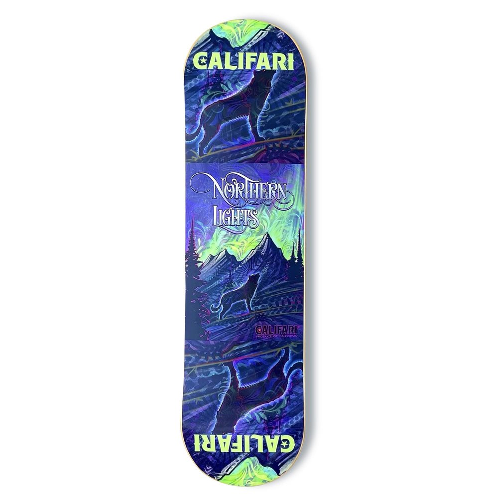 Califari Northern Lights Skateboard Deck - 32" Maplewood Deck Art Decoration - Ready for Wall Mount or Just Add Trucks & Wheels