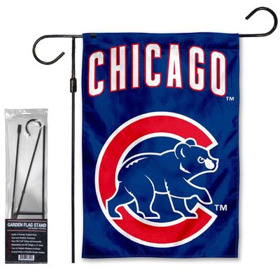 Chicago Baseball Walking Bear Garden Flag with Stand Holder Flagpole