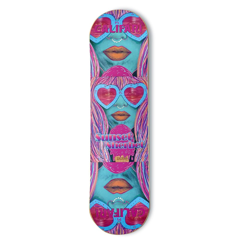 Califari's Sunset Sherbert Skateboard Deck - 32" Maplewood Deck with Califari Art Decoration - Ready for Wall Mount or Just Add Trucks & Wheels