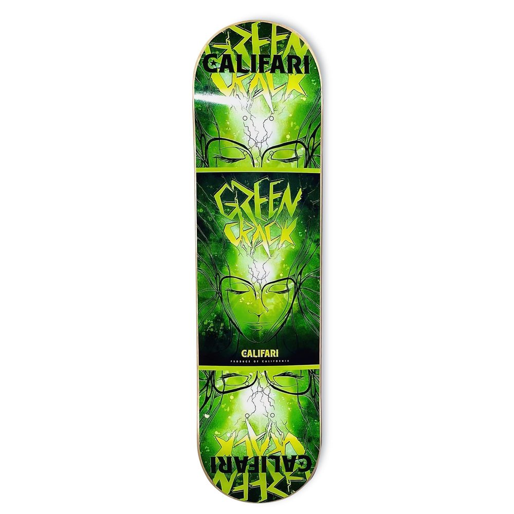 Califari's Green Crack Skateboard Deck - 32" Maplewood Deck with Califari Art Decoration - Ready for Wall Mount or Just Add Trucks & Wheels