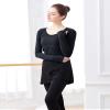 Daydance Cotton Black Women Bolero Shrug Crop Top V-Neck Ballet Sweaters with Thumb Holes, Long Sleeve view 2