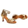 SWDZM Women's Latin Dance Shoes Satin Ballroom Salsa Performence Practice Dance Shoes,Heel-7CM,EM213 Gold 9 US view 2