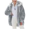 NaRHbrg Women Fleece Hooded Jacket Full Zip Sherpa Jackets Faux Fur Coat Winter Hooded Overcoat Outwears For Warm Winter view 1