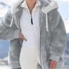 NaRHbrg Women Fleece Hooded Jacket Full Zip Sherpa Jackets Faux Fur Coat Winter Hooded Overcoat Outwears For Warm Winter view 2