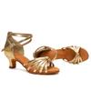 SWDZM Women's Latin Dance Shoes Satin Ballroom Salsa Performence Practice Dance Shoes,Heel-5CM,EM213 Gold 9 US view 2