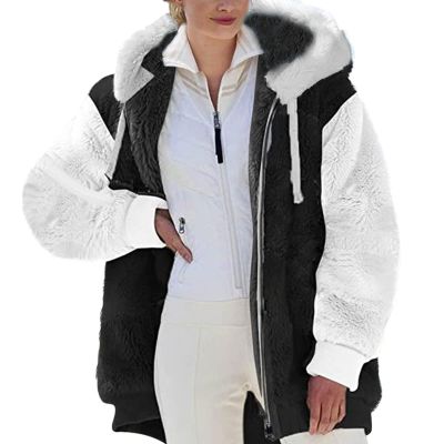 NaRHbrg Women Fleece Hooded Jacket Full Zip Sherpa Jackets Faux Fur Coat Winter Hooded Overcoat Outwears For Warm Winter
