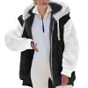 NaRHbrg Women Fleece Hooded Jacket Full Zip Sherpa Jackets Faux Fur Coat Winter Hooded Overcoat Outwears For Warm Winter view 1