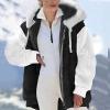 NaRHbrg Women Fleece Hooded Jacket Full Zip Sherpa Jackets Faux Fur Coat Winter Hooded Overcoat Outwears For Warm Winter view 2