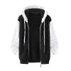 NaRHbrg Women Fleece Hooded Jacket Full Zip Sherpa Jackets Faux Fur Coat Winter Hooded Overcoat Outwears For Warm Winter view 4