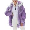 NaRHbrg Women Fleece Hooded Jacket Full Zip Sherpa Jackets Faux Fur Coat Winter Hooded Overcoat Outwears For Warm Winter view 1