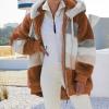 NaRHbrg Women Fleece Hooded Jacket Full Zip Sherpa Jackets Faux Fur Coat Winter Hooded Overcoat Outwears For Warm Winter view 2