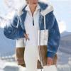 NaRHbrg Women Fleece Hooded Jacket Full Zip Sherpa Jackets Faux Fur Coat Winter Hooded Overcoat Outwears For Warm Winter view 2
