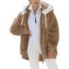 NaRHbrg Women Fleece Hooded Jacket Full Zip Sherpa Jackets Faux Fur Coat Winter Hooded Overcoat Outwears For Warm Winter view 1