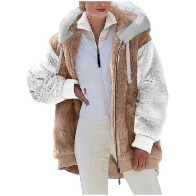 NaRHbrg Women Fleece Hooded Jacket Full Zip Sherpa Jackets Faux Fur Coat Winter Hooded Overcoat Outwears For Warm Winter