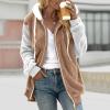 NaRHbrg Women Fleece Hooded Jacket Full Zip Sherpa Jackets Faux Fur Coat Winter Hooded Overcoat Outwears For Warm Winter view 2
