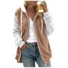 NaRHbrg Women Fleece Hooded Jacket Full Zip Sherpa Jackets Faux Fur Coat Winter Hooded Overcoat Outwears For Warm Winter view 4