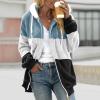 NaRHbrg Women Fleece Hooded Jacket Full Zip Sherpa Jackets Faux Fur Coat Winter Hooded Overcoat Outwears For Warm Winter view 3