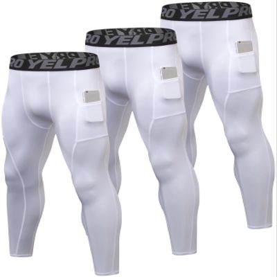 SPVISE White Compression Pants Men Leggings for Sports Gym Dry Fit Running Tights Athletic Baselayer Pant for Yoga Basketball