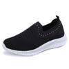 GOSPT Women's Slip on Sock Sneakers Glitter Rhinestone Jazz Latin Dance Mesh Shoes Black 6.5 view 1
