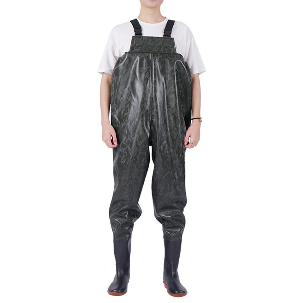 Chest Waders, PVC & Nylon Waterproof Duck Hunting Fly Fishing Suit for Women & Men With Boots, Keep Dry and Warm (Color : Green, Size : US6/EU36/UK4)