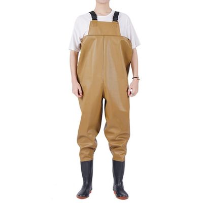 Chest Waders, PVC & Nylon Waterproof Duck Hunting Fly Fishing Suit for Women & Men With Boots, Keep Dry and Warm (Color : Brown, Size : US10/EU43/UK9)
