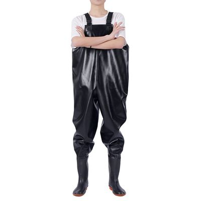 Chest Waders, PVC & Nylon Waterproof Duck Hunting Fly Fishing Suit for Women & Men With Boots, Keep Dry and Warm (Color : Black, Size : US11.5/EU45/UK10.5)