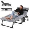 LILYPELLE Adjustable 4-Position Camping Cot, 500lbs, Folding Chaise with Pillow, Outdoor Portable Furniture for Adults, Cot Bed for Camping, Pool, Beach, Patio view 1