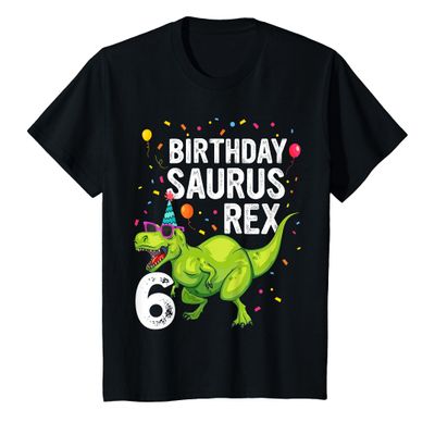 6 Year Old Birthday Boy Girl Dinosaur T Rex Family Matching T-Shirt