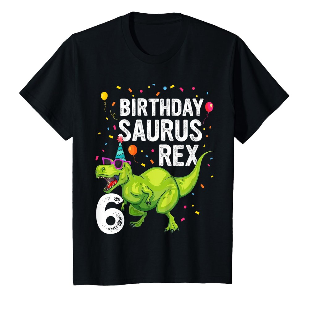6 Year Old Birthday Boy Girl Dinosaur T Rex Family Matching T-Shirt