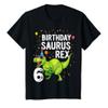 6 Year Old Birthday Boy Girl Dinosaur T Rex Family Matching T-Shirt view 1