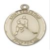 Bonyak Jewelry 14k Yellow Gold St. Sebastian/Ice Hockey Medal, Size 3/4 x 1/2 inches - Catholic Inspirations view 1