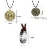 UoYu TFYU 4 pcs Drake Necklace Antique Brass Plated Alloy Drake Ancient Coins Pendant Necklace Unisex Multilayer Leather Adjustable Bracelet Cuff Wrap Multicolor Rope Wristband view 2